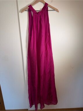 ANGELA MODA made in Italy silk blend full length high neck flowy dress M